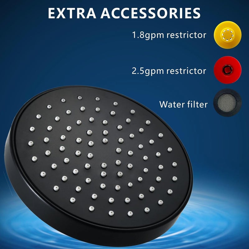 Nuodan High Pressure Shower Head - 4.7“ Powerful Bathroom Pressure Boosting Rain Showerhead - Perfect Universal Replacement for Rainfall Shower Heads (Black) - Image 4